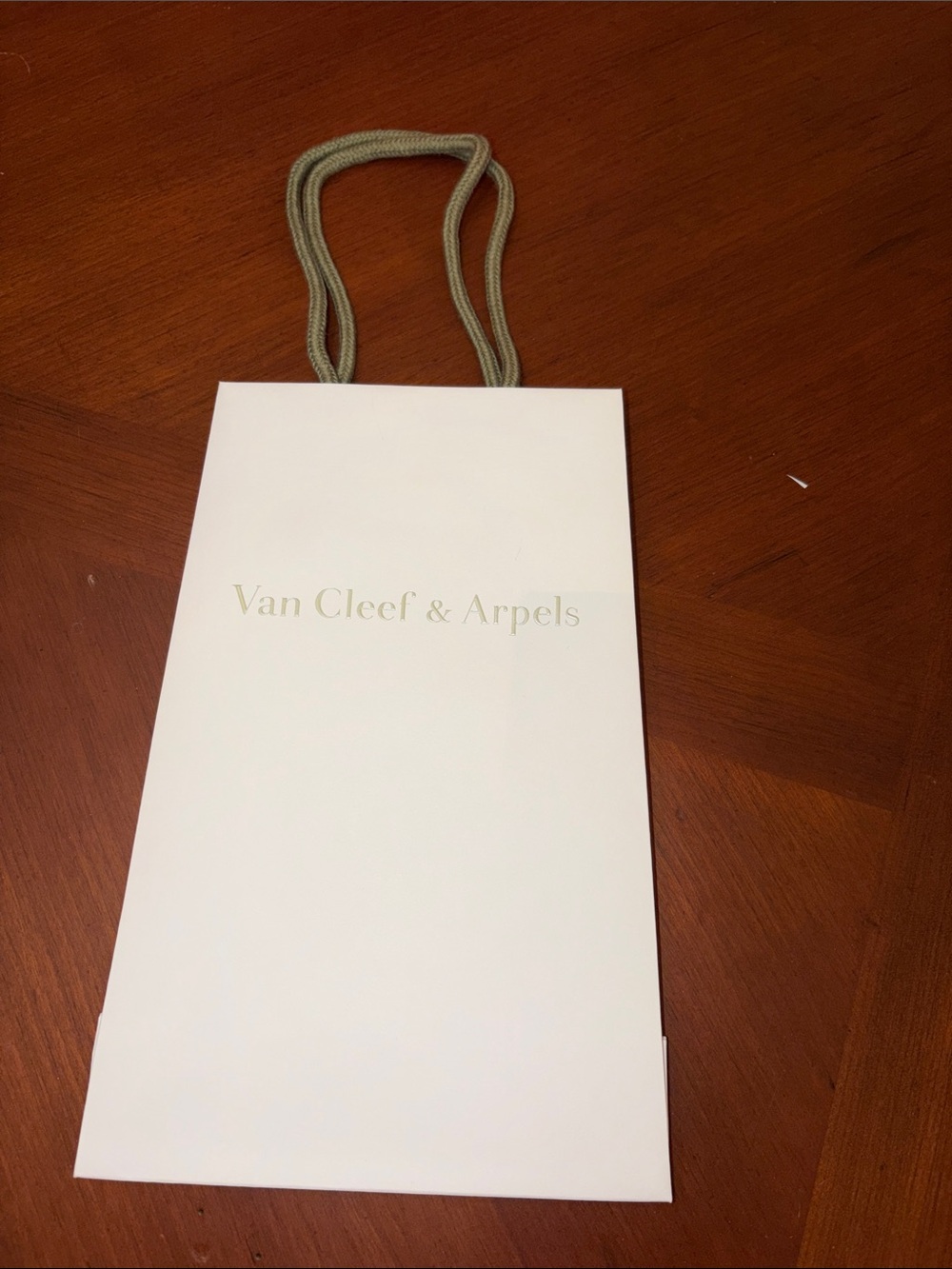 Van Cleef & Arpels Cream and Gold Logo Gift Bag with Rope Handles